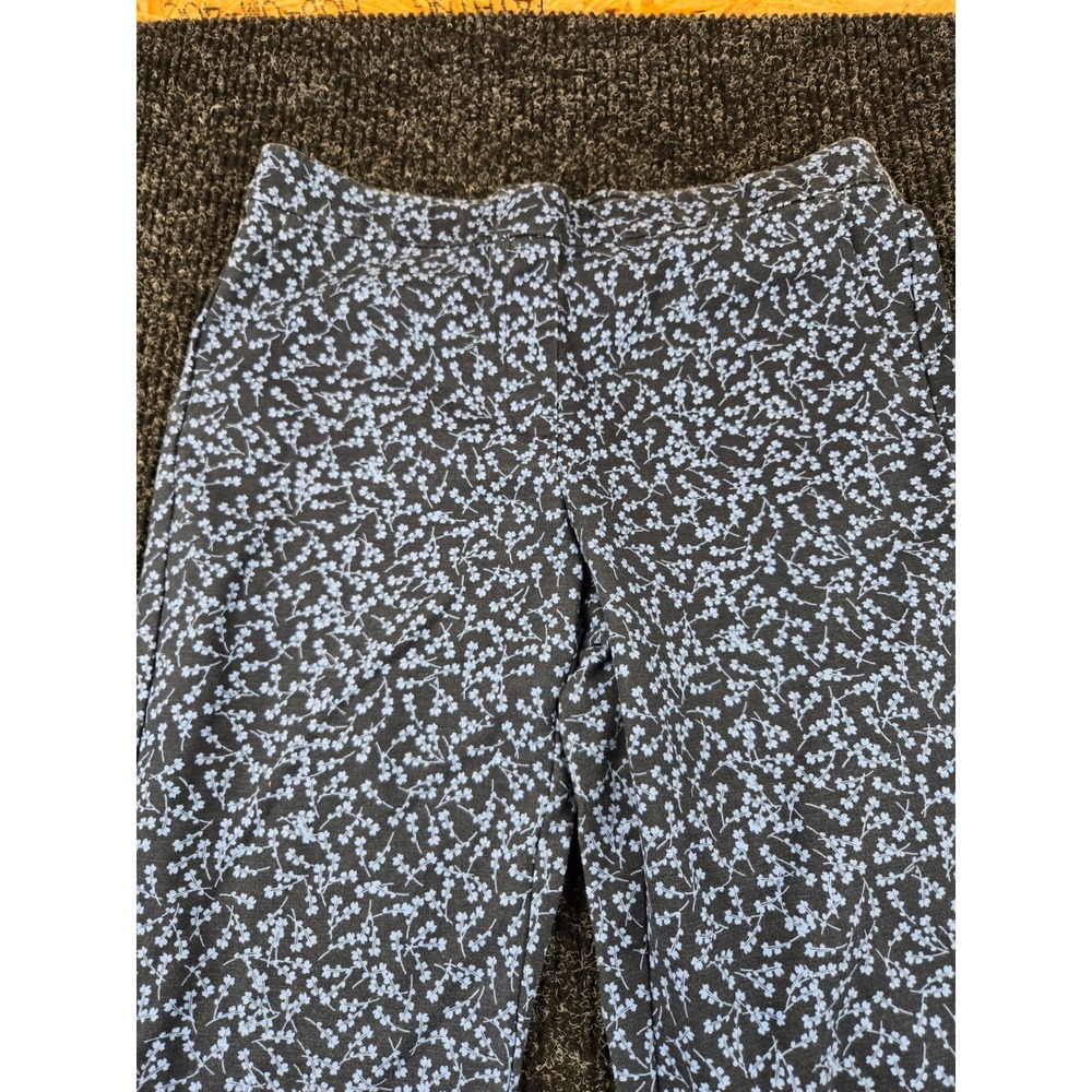 J. Jill Womens Navy Blue Floral Slim Leg Ankle Pants Size 8 Cotton Blend Stretch - Picture 7 of 9